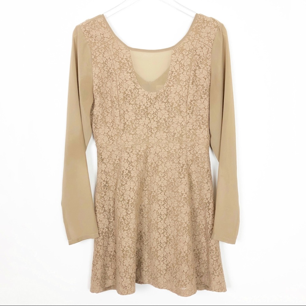 Altar’d State Sheer Brown Lace Mini Dress Size M